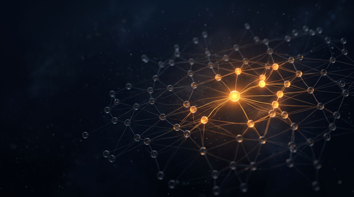 One glowing node lighting up the network around it